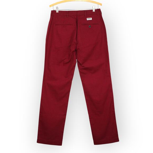 BOAST USA Mens 30x32 Patch Canvas Chino Pant Burgundy Wine Cotton Flat NWT - Picture 3 of 10
